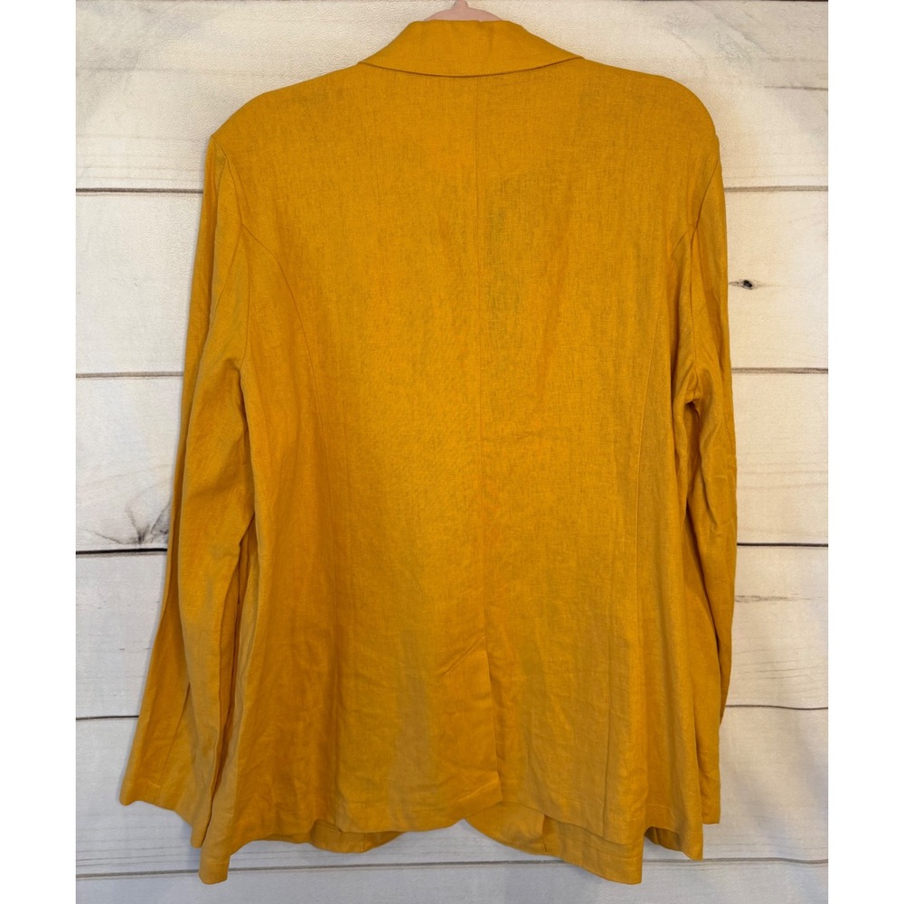 ModCloth Mustard Yellow Linen Blend Two Button Patch Pocket Blazer XL NWT - Picture 7 of 7